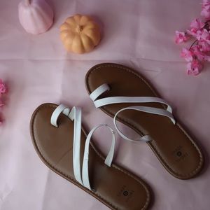 White and Tan Sandals Women